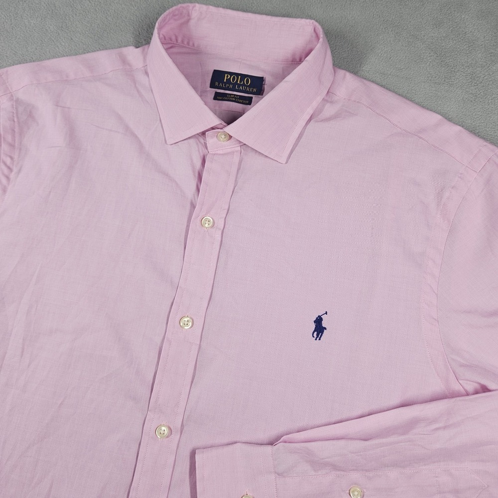 Polo Ralph Lauren Shirt Mens XL Pink Slim Fit Cotton Stretch Button Down Pony